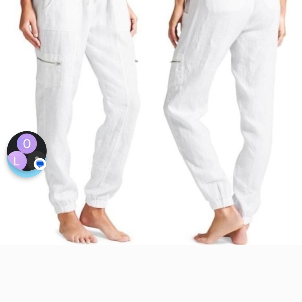 Athleta White Track Pants with Relaxed Fit